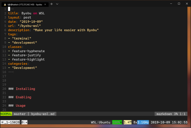 a single byobu window