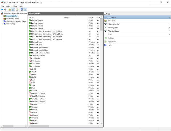 Advanced Firewall Settings